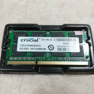 新品未使用 Crucialクルーシャル 8GBメモリ 2RX8 DDR3L 1600MHz PC3L-12800S SODIMM 204pinラップトップメモリRAM 1.35-1.5v 送料無料