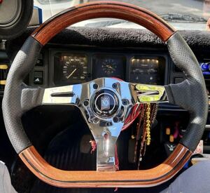 Nardi Style D shape wood combi steering JDM Nardi Style D型 ナルディスタイル ウッドステアリング JDM NARDI