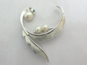 ダメージあり★MIKIMOTO/ミキモト：パール ブローチ 真珠6mm シルバー SILVER 訳あり/ジャンク品/中古/USED/アクセサリー