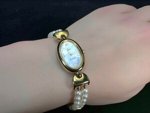 田崎真珠 腕時計 パール ブレスレット ウォッチ 稼働 電池交換済み tasaki クォーツ