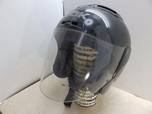 118 OGK ジェットヘルメット 黒色 当方Lで被ってみて少し小さめ ライトスモークシールド 中古！