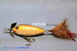 VINTAGE WOODEN LURE HEDDON buck tail surface minnow #400（a086-j6p　）c1908年　USA MADE #OLDLURE #ARTLURE_VINTAGE 