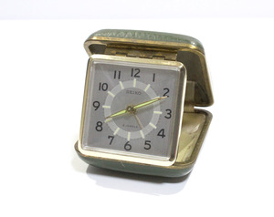 SEIKO 2 JEWELS セイコー 置時計 目覚まし時計 レトロ 雑貨 コレクション コンパクト 手巻き 時計 中古 ya0278