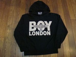 美品 BOY LONDON ロゴ スウェット パーカー S ブラック ボーイロンドン トレーナー