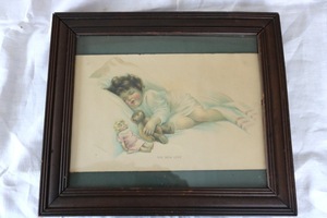 セール■ 赤ちゃん画家、Bessie Pease Gutmannの木製額入りプリント/1907年 ■