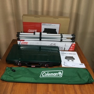 【送料無料／新品】コールマン Coleman　パワーハウス(R)LPツーバーナーストーブⅡ ＋ ツーバーナースタンド 2点セット　グリーン キャンプ