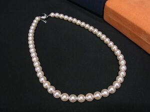 1円 ■新品同様■ Moon Label ムーンレーベル 本真珠 アコヤ真珠 パール 約8mm SV925 ネックレス アクセサリー ホワイトピンク系 AW6688