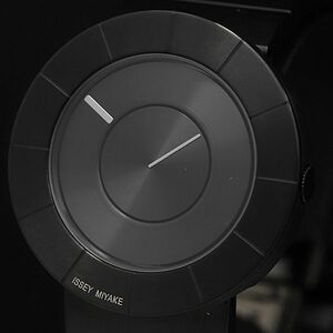 1円 保/箱付 稼働 良品 イッセイミヤケ VJ20-0010 黒文字盤 ラウンド メンズ腕時計 TCY 3797000 4NBG2