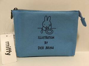 miffy/ミッフィー　３ポケットポーチ☆彡　ブルー☆　帆布　コスメポーチ　マルチケース　新品　マリモクラフト