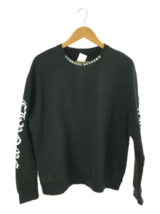 CHROME HEARTS◆Neck Logo Crew Neck Sweat/変色・使用感有/スウェット/M/コットン/BLK