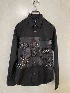 comme des garcons homme パッチワークブラックシャツ　XS