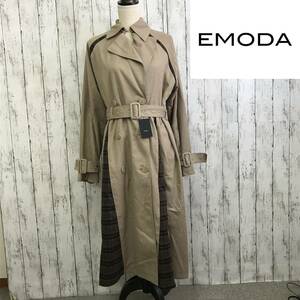 EMODA　エモダ　ドッキングフレアトレンチコート　Fサイズ　ベージュ　スタイルアップ効果　S7-49　USED