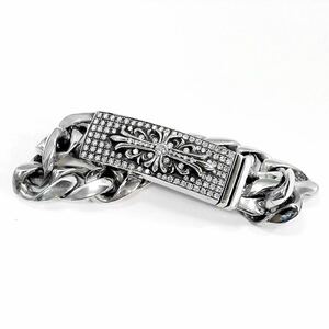 クロムハーツ IDブレスレット フローラルクロス ダイヤモンド CHROME HEARTS フローラル ID ブレス クラシックチェーン ダイヤ 13LINK 正規