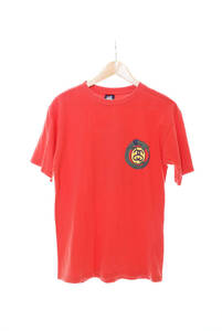 ◯ STUSSY ステューシー 90s USA製 ドラゴン ワッペン プリント 半袖Tシャツ sizeL 赤 レッド 103