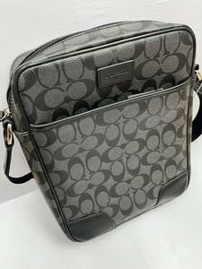 【44397.0424R】☆中古品☆COACH　コーチ　PVC＆レザー　バッグ　ショルダー　ブラック　メンズ　