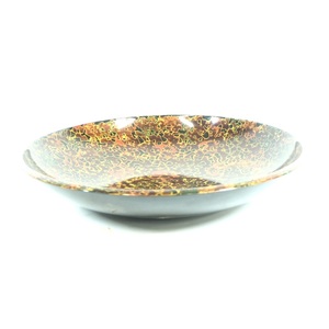 昭和ビンテージ 津軽塗漆器 唐塗り 八寸皿 菓子皿 直径24cm 高さ4cm 色彩豊かな抽象模様が特徴的 KYA412