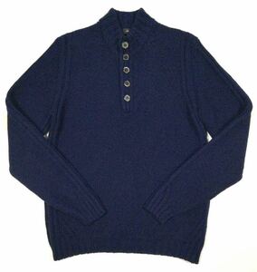 美品「Zegna」最高級ウール100% ミドルゲージ ヘンリーネックセーター SIZE:L トルコ製