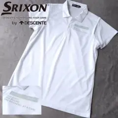 【スリクソン×デサント】ロゴネーム×ロゴマーク 半袖ゴルフポロシャツ ホワイトL