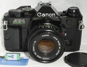 【整備/性能測定済】Canon AE-1 PROGRAM ブラック＋NFD50mmF1.8_ P,S,機能OK(1163817_105)