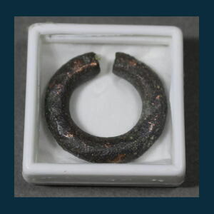 古墳時代 発掘〔 耳環 じかん 耳飾り 〕銅地に金 ケース付 A0963
