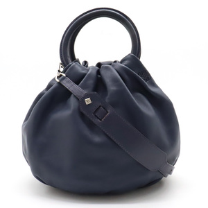 LOEWE ロエベ アナグラム バウンスバッグ ハンドバッグ 2WAY ショルダーバッグ レザー ネイビー 紺 シルバー金具