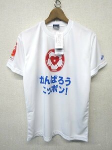 V1871：タグ付き 未使用品 asics 頑張ろうニッポン F.LEAGUE チャリティTシャツ 半袖Tシャツ 半袖カットソー フットサル 白 M:35