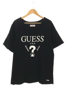 GUESS◆ロゴプリントTシャツ/-/コットン/BLK