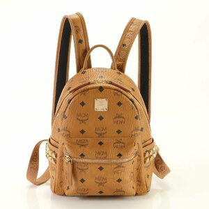 1円■極美品■MCM■ヴィセトス スタッズ リュックサック バックパック ショルダー バッグ トート ブラウン レディース EEM 1016-E46