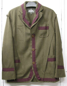 Vivienne Westwood MAN WOOL TAPE JACKET KHAKI 44 ヴィヴィアンウエストウッド 別布テープ シーム 断ち切り ジャケット カーキ 44 美品