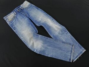 DIESEL ディーゼル VIKER WASH 0071J ダメージ加工 刺繍 ボタンフライ デニムパンツ size29/青 ■■ ☆ ecc9 メンズ