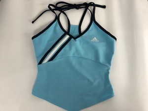 ☆即決*USED【アディダス adidas】タンクトップ トップス*水色×紺色*Sサイズ☆