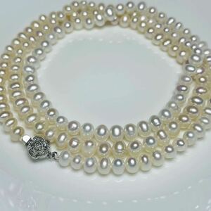 本真珠 日本産花珠オーロラパール ネックレス ロングネックレス 80cm 天然 真珠 ネックレス ベビー 6mm