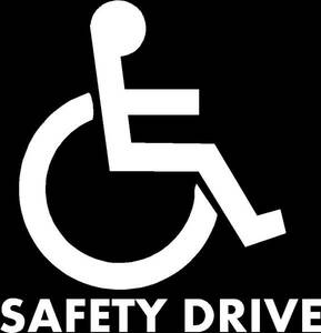 車イス + SAFETY DRIVE カッティングステッカー　3色から 送料込 身障者マーク　 安全運転 　事故防止に