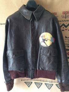 ★ 実物 ビンテージ AERO LEATHER A-2 オリジナル エアロレザー A-2 WWII USAAF 25th BOMB SQUADRON 38 フライトジャケット