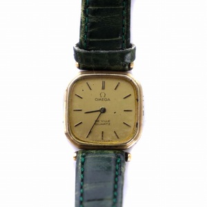 オメガ OMEGA 腕時計 アナログ クオーツ デビル レザーベルト ゴールド 緑 グリーン /BM ■GY11 レディース