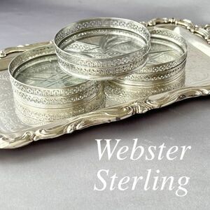 【Webster】【純銀/ガラス】Art Deco コースター 6枚 スターリングシルバー