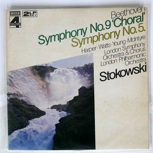 英 レオポルド・ストコフスキー/ベートーヴェン 交響曲 第9番「合唱」 交響曲 第5番/DECCA DPA599600 LP