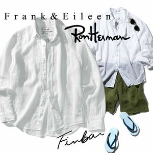 【Frank&Eileen】OCEANS掲載モデル◎!!フランクアンドアイリーン Finber Linen Shirt 白シャツ リネン長袖シャツRHC ロンハーマン取扱い