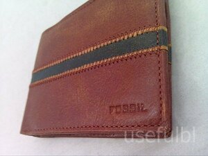 【FOSSIL】　フォッシル　メンズ　二つ折り財布　ブラウン　茶系　レザー　革　SY03-W05*