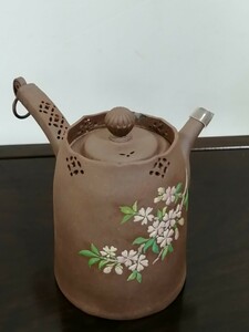 万古焼 急須 絵萬古焼急須宝瓶 茶注 在銘 :寶山窯 横手 遊環 急須 検索参考:常滑焼急須 萬古有節風急須 萬古焼 茶注