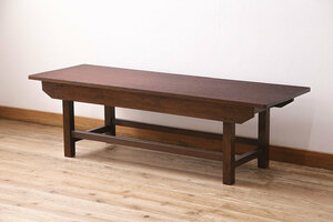 R-048487　アンティーク家具　木の質感を活かしたシンプルな作業台(ベンチ、テーブル)(R-048487)