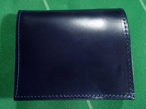 □GLENROYAL 薄ブライドルレザー素材 コンパクト 2つ折り財布 SMALL FOLD WALLET ダークネイビー 美品!!!□