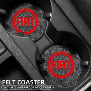 フィアット FELT ドリンクホルダーコースター 2個セット■FIAT 500C 500X 500S 500L 124 ニューパンダ アバルト プント■クーポンポイント