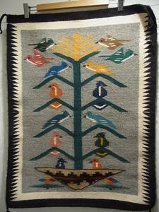 ナバホ族伝統工芸＜NAVAJO Rug/ナバホラグ・ナバホチェロ＞（羊毛の織物）【Tree of Life/ツリー・オブ・ライフ】アート作品タペストリー