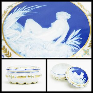 リモージュ(Limoges)パテ・シュール・パテ 女性像 蓋物 小物入 フランス アンティーク 保管品 s23120208