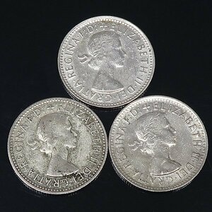 DKG★外国古銭 オーストラリア エリザベス2世 シリング 銀貨 1955年 1960年 1962年 3枚 SHILLIMHG シリング銀貨 外国銭 コイン coin400