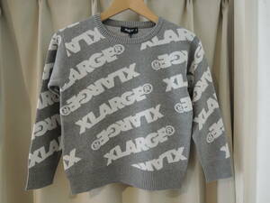 X-LARGE エクストララージ XLARGE Kids ロゴ総柄ジャカードニット 灰 130 最新人気商品 値下げしました！送料込