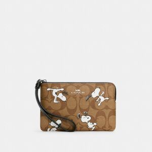 新品　タグ付き　COACH X PEANUTS 　コーナー ジップ 　リストレット 　シグネチャー ウィズ スヌーピー プリント　コーチ