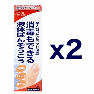 【２個セット】タマガワエーザイ ケアハート 消毒もできる 液体ばんそうこう 5g｜液体絆創膏