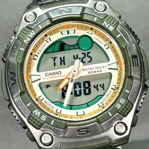 CASIO カシオ TIDE GRAPH AQW-100 腕時計 クオーツ アナデジ カレンダー 多機能 ステンレススチール 布製ベルト メンズ 新品電池交換済み